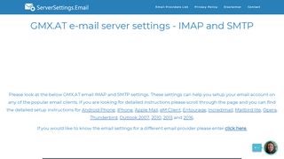 
                            10. GMX.AT email server settings - IMAP and SMTP - ServerSettings.Email