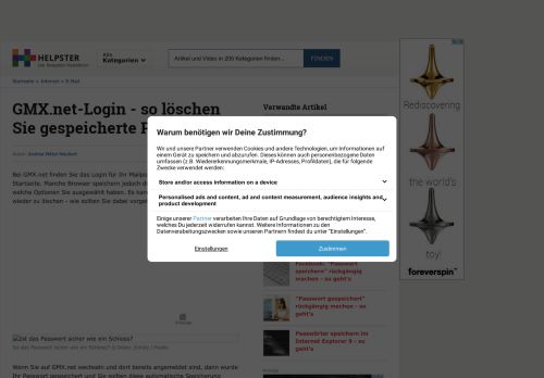 
                            9. GMX.net-Login - so löschen Sie gespeicherte Passwörter - Helpster.de