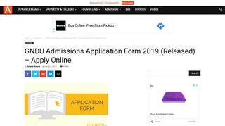 
                            13. GNDU Admissions Application Form 2019 (Released) – Apply Online