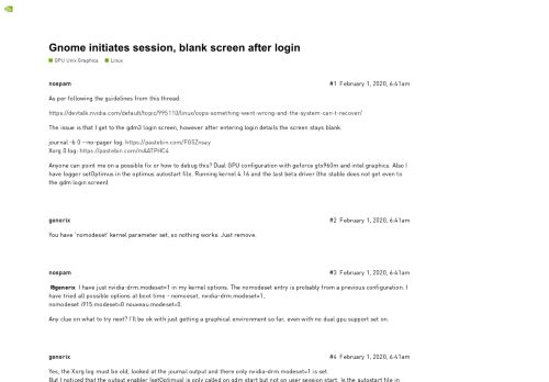 
                            4. Gnome initiates session, blank screen after login - NVIDIA Developer ...