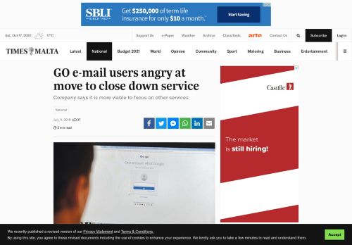 
                            4. GO e-mail users angry at move to close down service - Times of Malta