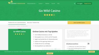 
                            12. Go Wild Casino | 1033 € Bonus und 50 Freispiele (Februar 2019)