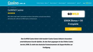 
                            6. Go Wild Casino | Mehr als 1000€ Bonus + 50 Freispiele bei GoWild!