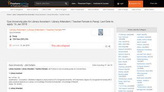 
                            11. Goa University jobs for Library Assistant / Library Attendant / Teacher ...