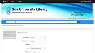 
                            4. Goa University Library catalog › Authority search