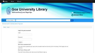 
                            2. Goa University Library catalog › Log in to your account