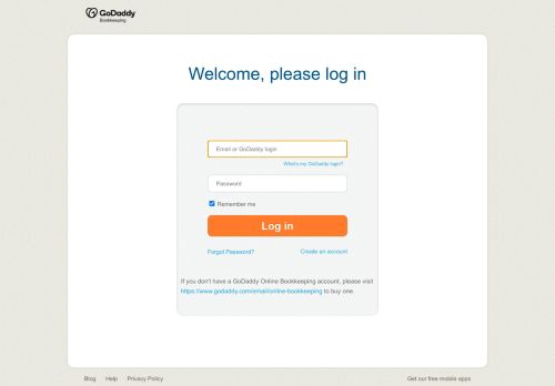 
                            13. GoDaddy Bookkeeping: Log in to your account
