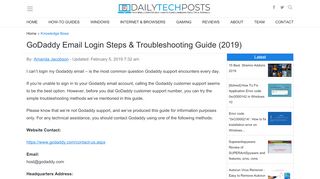 
                            9. GoDaddy Email Login & Troubleshooting Guide 2019 | Daily Tech Posts
