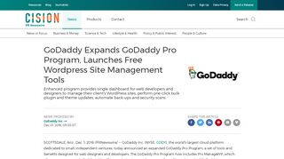 
                            5. GoDaddy Expands GoDaddy Pro Program, Launches Free Wordpress ...