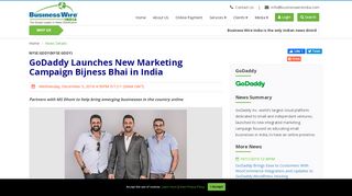 
                            8. GoDaddy Launches New Marketing Campaign Bijness Bhai in India