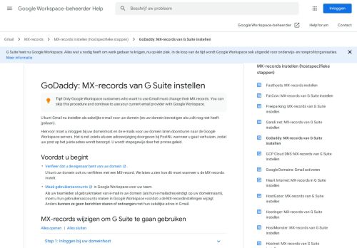 
                            1. GoDaddy: MX-records van G Suite instellen - G Suite-beheerder Help