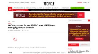 
                            10. GoDaddy names former WeWork exec Nikhil Arora managing director ...