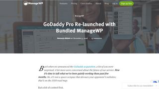 
                            7. GoDaddy Pro Re-launched with Bundled ManageWP - ManageWP