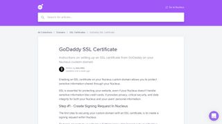 
                            8. GoDaddy SSL Certificate | Nucleus Help Center