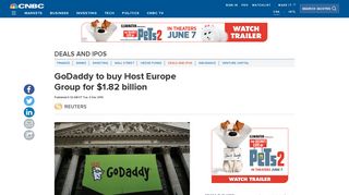
                            8. GoDaddy to buy Host Europe Group for $1.82 billion - CNBC.com