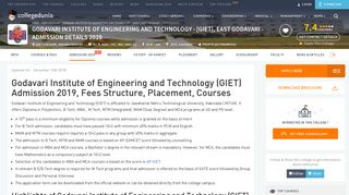 
                            6. Godavari Institute of Engineering and Technology (GIET) Admission ...