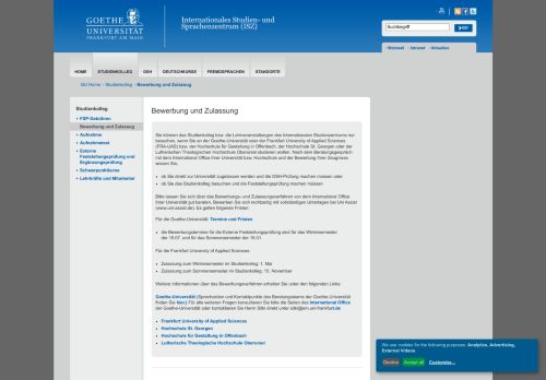 
                            7. Goethe-Universität — Bewerbung und Zulassug