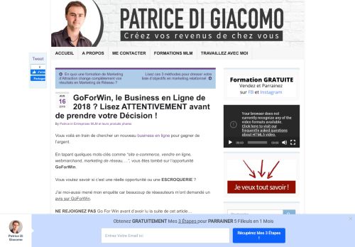 
                            9. GoForWin, le Business en Ligne de 2018 ? Lisez ATTENTIVEMENT...