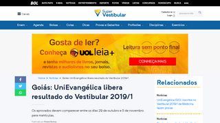 
                            4. Goiás: UniEvangélica libera resultado do Vestibular 2019/1