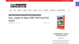
                            7. GoL, Japan to Sign US$2.7M Food Aid Grant | Liberian Observer