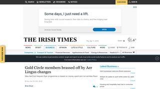 
                            5. Gold Circle members brassed off by Aer Lingus changes