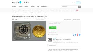 
                            11. GOLD. Republic National Bank of New York Gold by Clarke Auction ...