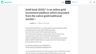 
                            7. Gold Souk (DGS):* is an online gold investment platform which ...