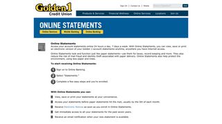 
                            5. Golden 1 Credit Union | Online Statements