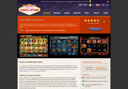 
                            8. Golden Reef Casino Review | Casino Listings