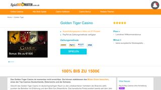
                            9. Golden Tiger Casino 2019 | 1500€ Bonus sofort ehalten