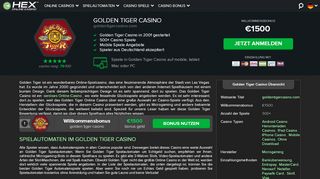 
                            12. Golden Tiger Casino Übersicht 2018 • €1500 Golden Tiger Bonus