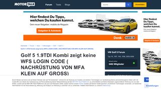 
                            1. Golf 5 1.9TDI Kombi zeigt keine WFS LOGIN CODE ( NACHRÜSTUNG VON ...