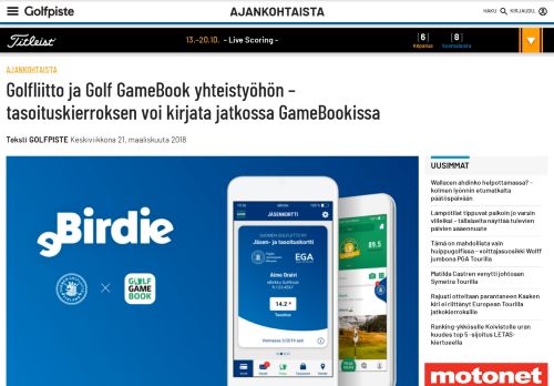 
                            9. Golfliitto ja Golf GameBook yhteistyöhön – tasoituskierroksen voi ...