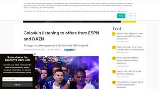 
                            7. Golovkin listening to offers from ESPN and DAZN - SportsPro Media
