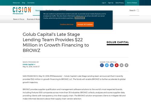 
                            5. Golub Capital's Late Stage Lending Team Provides $22 Million in ...