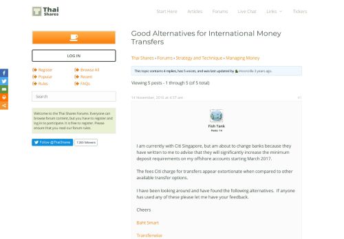 
                            6. Good Alternatives for International Money Transfers | Thai Shares