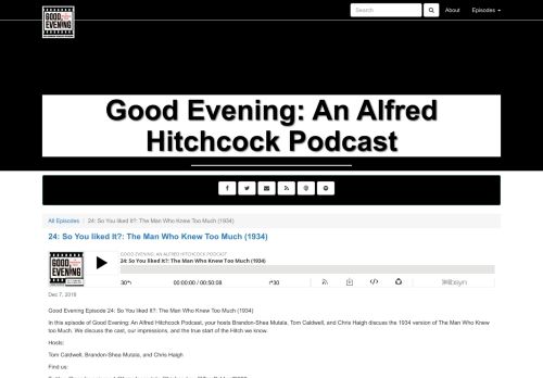 
                            8. Good Evening: An Alfred Hitchcock Podcast: 24: So You liked It ...
