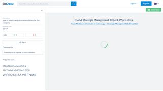 
                            13. Good Strategic Management Report, Wipro Unza - ...