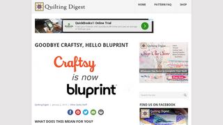 
                            5. Goodbye Craftsy, Hello Bluprint - Quilting Digest