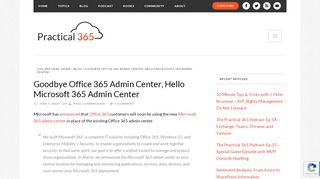 
                            11. Goodbye Office 365 Admin Center, Hello Microsoft 365 ... - Practical 365