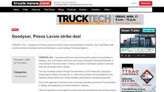 
                            9. Goodyear, Pneus Lavoie strike deal - Truck News