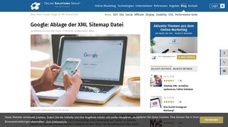 
                            12. Google: Ablage der XML Sitemap Datei - Online Solutions Group