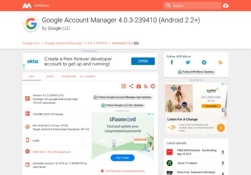 
                            1. Google Account Manager 4.0.3-239410 (Android 2.2+) APK ...