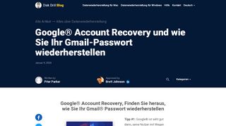 
                            4. Google Account Recovery, Wiederherstellen Ihres Gmail Passworts