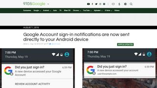 
                            7. Google Account sign-in notifications are now sent directly to your ...