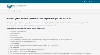 
                            9. Google Ads Access - Search Guru