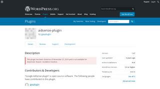 
                            11. Google AdSense plugin | WordPress.org