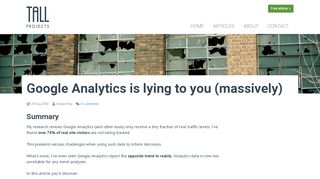 
                            13. Google Analytics is lying to you (massively) : Tall Projects