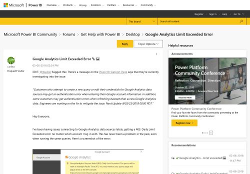 
                            12. Google Analytics Limit Exceeded Error - Microsoft Power BI Community