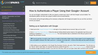 
                            9. Google+ Authentication - GameSparks Learn